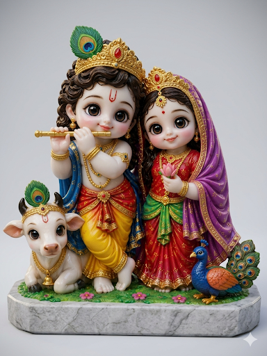 Radha Krishna Cow Little Mini 3D Model (5 Inch)